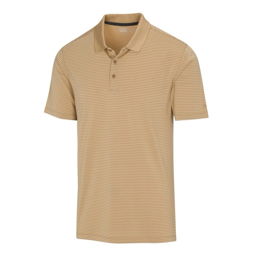 NEW Three Sixty Six Performance Golf Polo Shirt Men;s 3XL Khaki Tan Striped Work